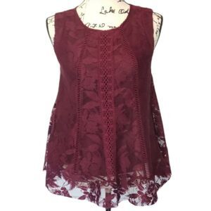 Wine lace overlay dresy tank